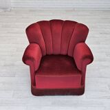 1960s, Danish relax armchair, original condition, red furniture velour.