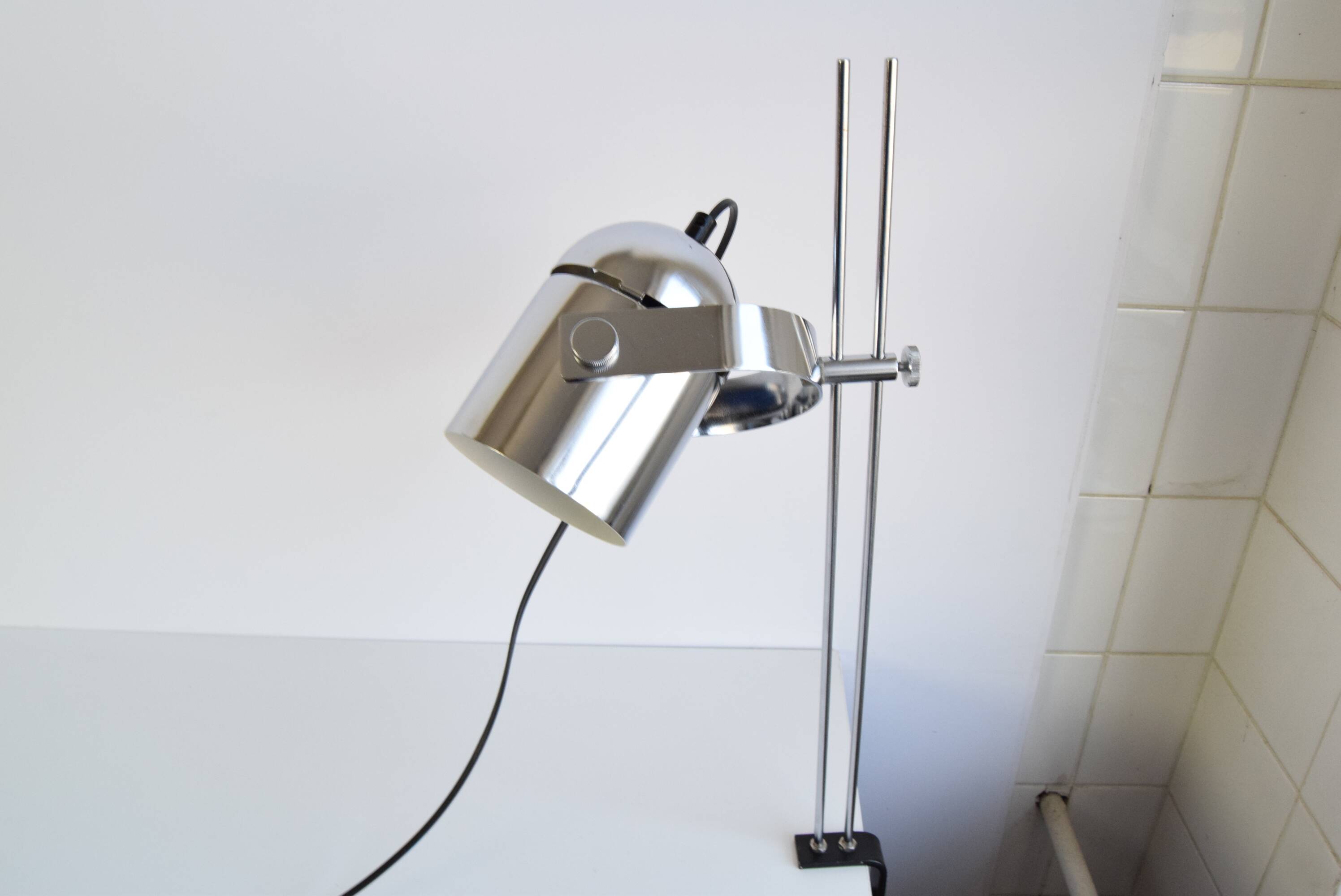 Stanislav Indra Chrome Plated Table Lamp, Czechoslovakia 1970's.
