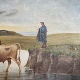 Painting Pastoral Scene at the River – French School, late 19th century