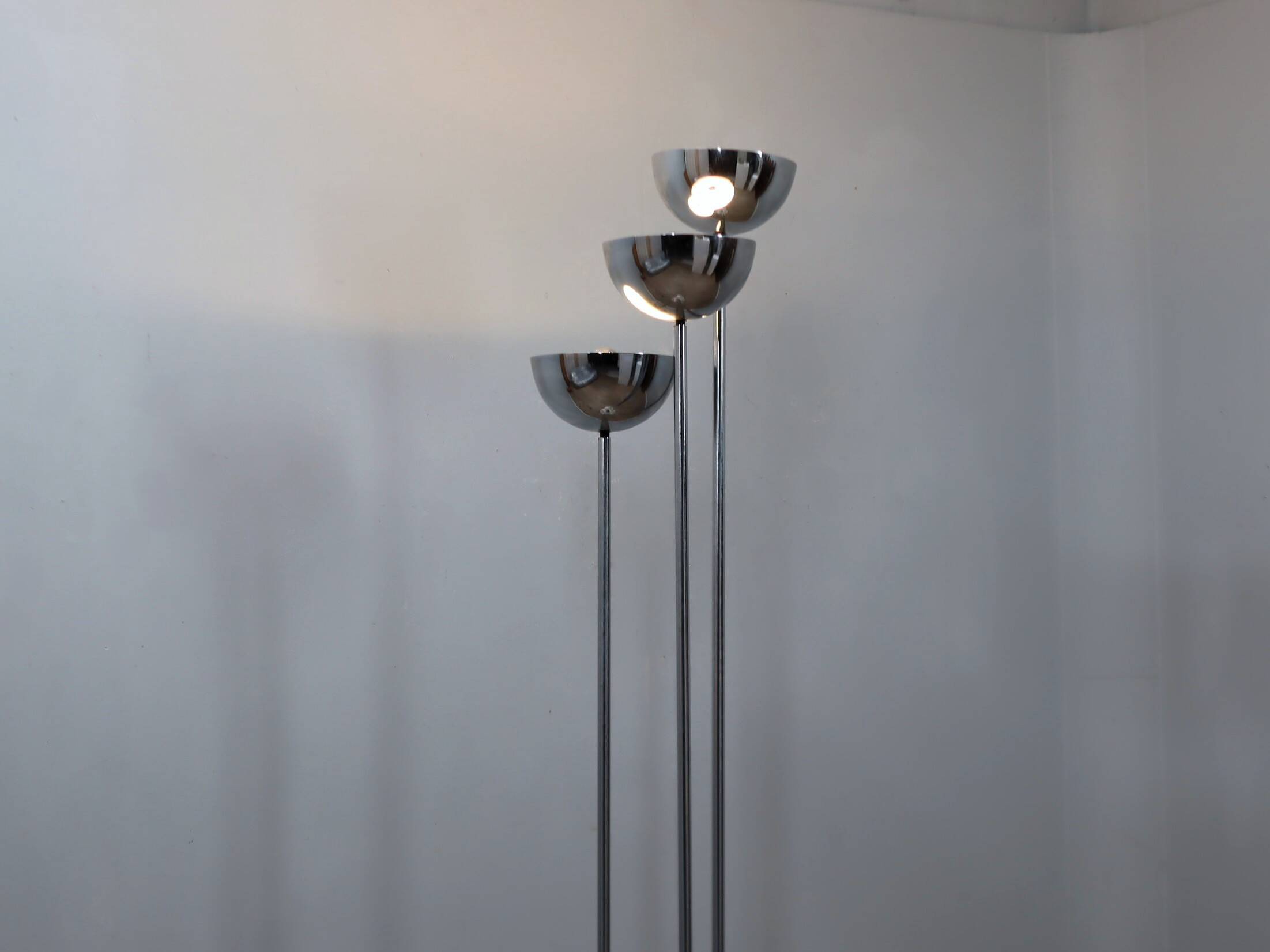 1970s Lamperti 3-Column Chrome Floor Lamp space age Italian Design