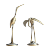 Couple de hérons en laiton doré
