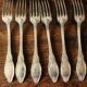 A set of 6 silver-plated foliage forks