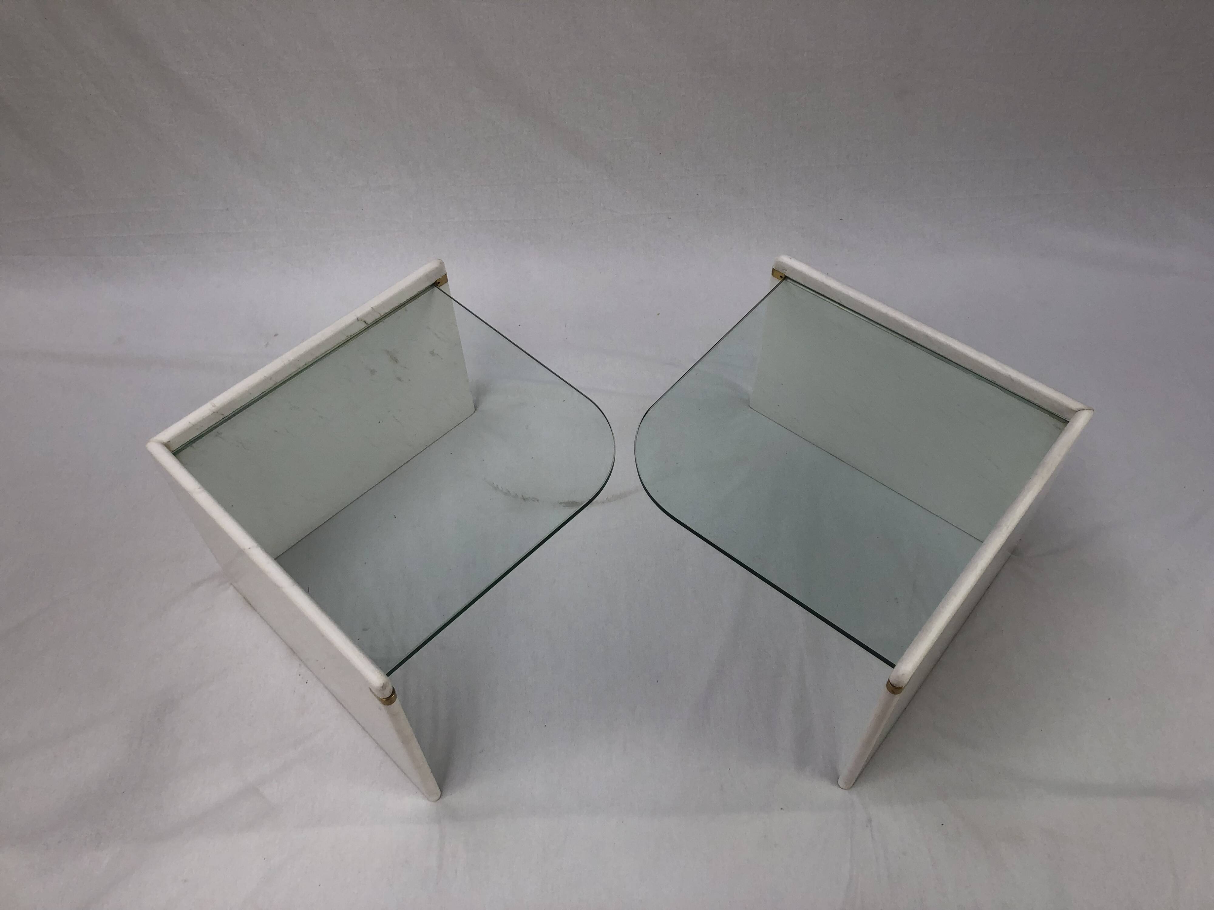 Italian sidetable Set, marble and glass