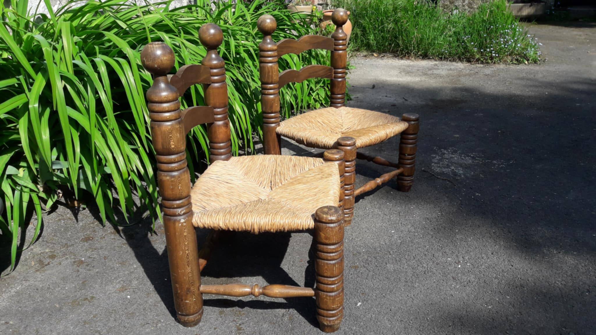 Chaise de cheminée ancienne style Charles Dudouyt années 40