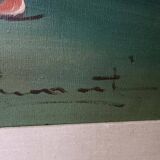 Large oil painting on canvas vase with flowers signed