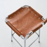 Tabourets de bar en cuir Charlotte Perriand Station de ski des Arcs France 1960