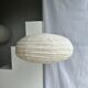 Suspension in rattan and natural linen Japanese style flattened oval h35 d60