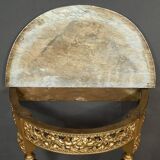 Small Half-Moon Console in Marble and Gilded Wood, Louis XVI Style – 20th Century