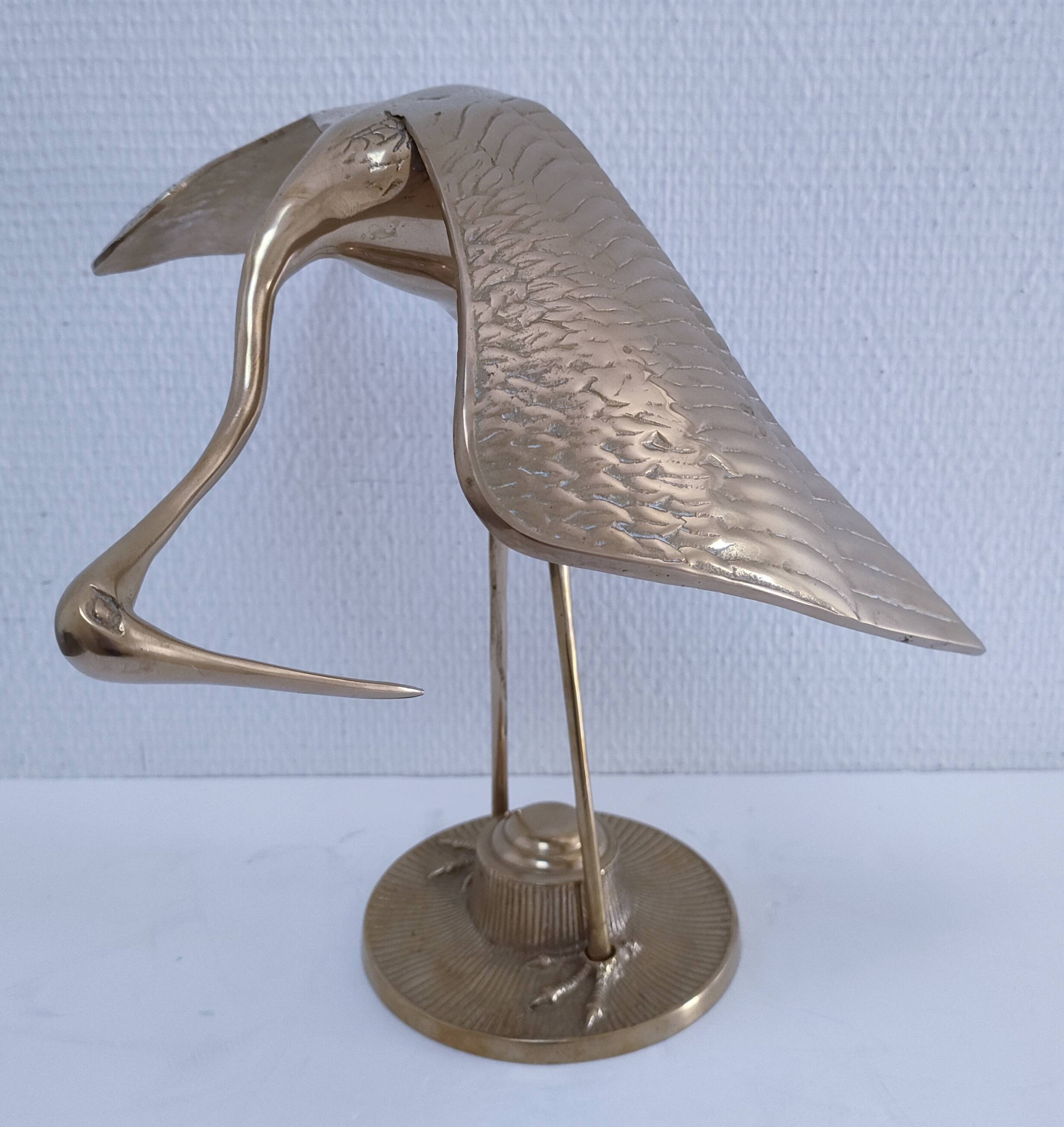 Couple grues laiton massif années 80 H. 48 cm