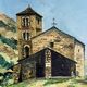 Francis Sachy "Church in Andorra" oil on canvas signed