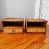 Pair of rattan bedside tables