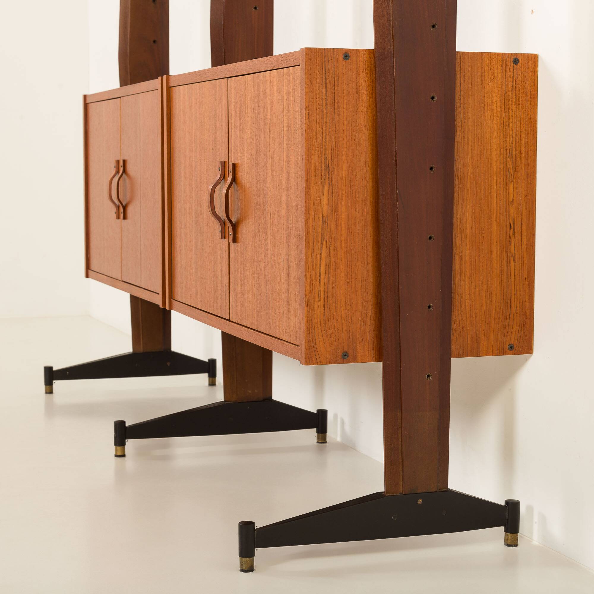 Italian free standing wall unit in teak, 1960s