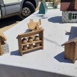 Set of old wooden toys from the farm