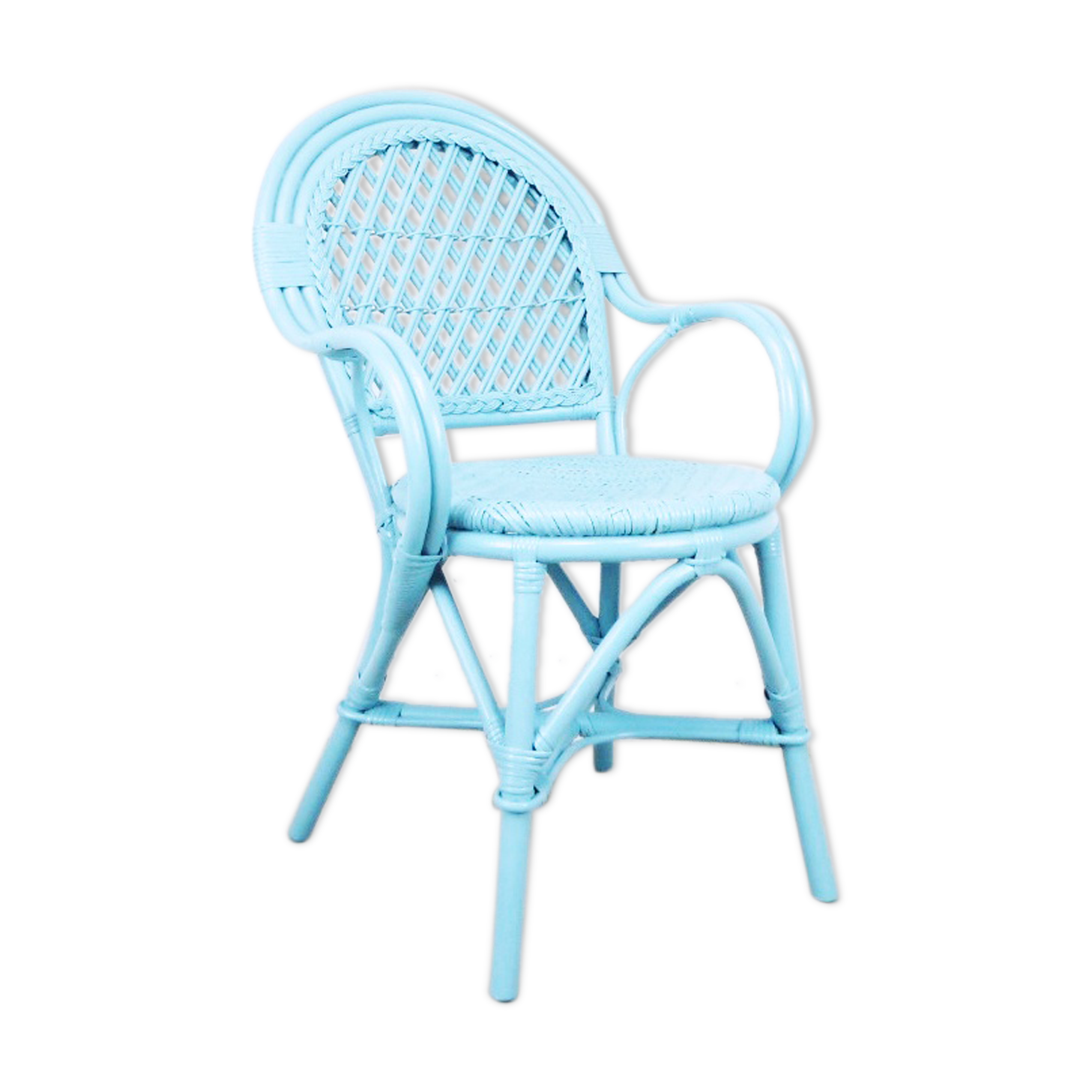 Nordic blue braided rattan armchair