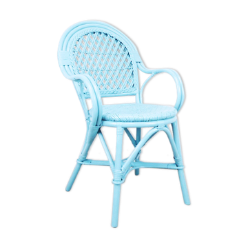 Fauteuil en rotin tressé bleu nordique