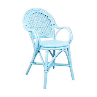 Fauteuil en rotin tressé bleu nordique