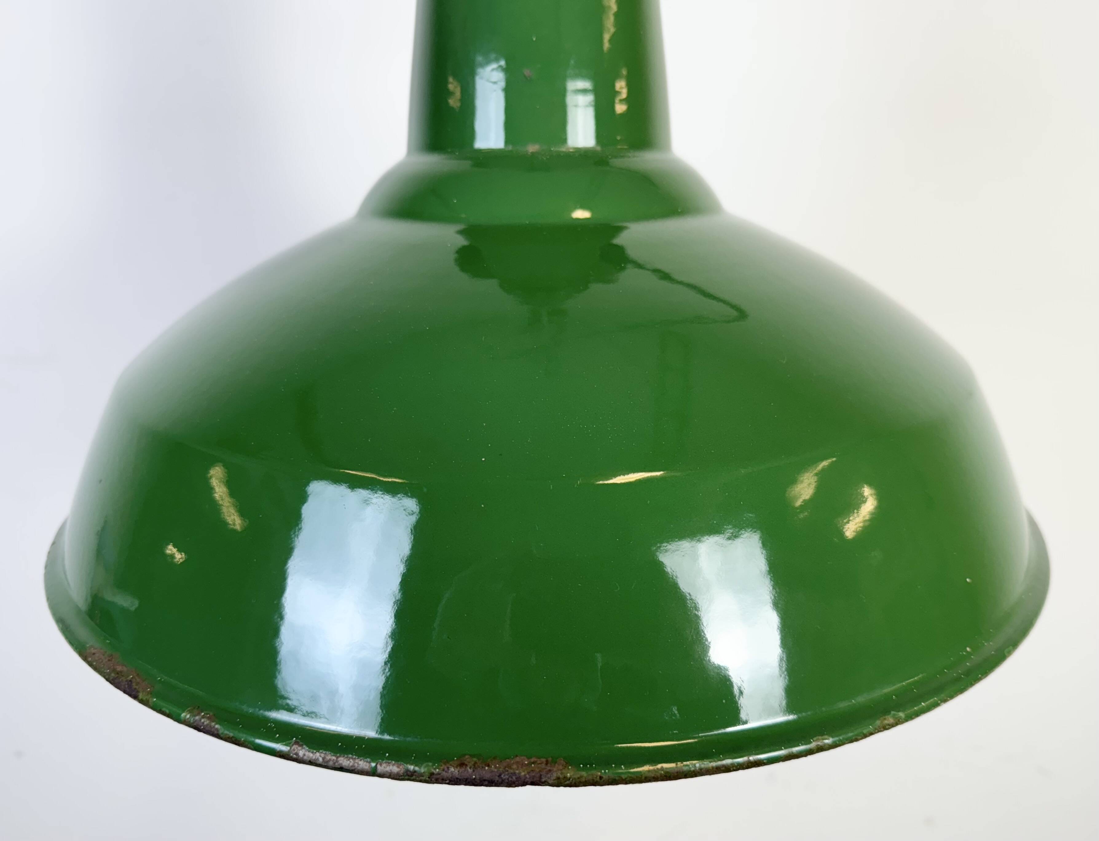Industrial Green Enamel Factory Pendant Lamp, 1960s