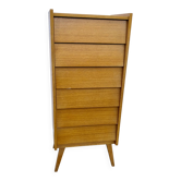 Chiffonnier vintage 1960 pieds compas et 6 tiroirs obliques