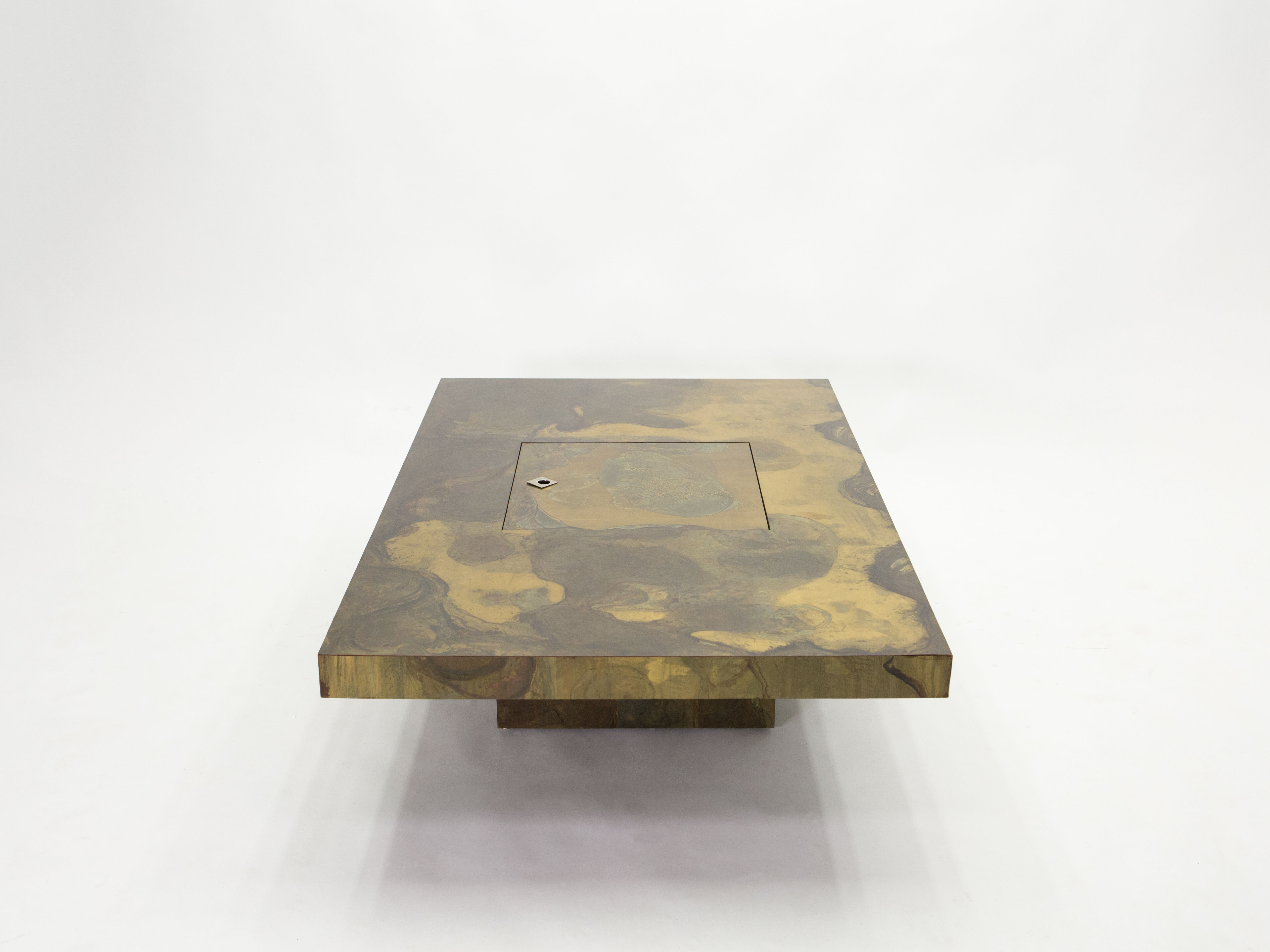 Isabelle and Richard Faure's unique patinated oxidized brass coffee table 1970