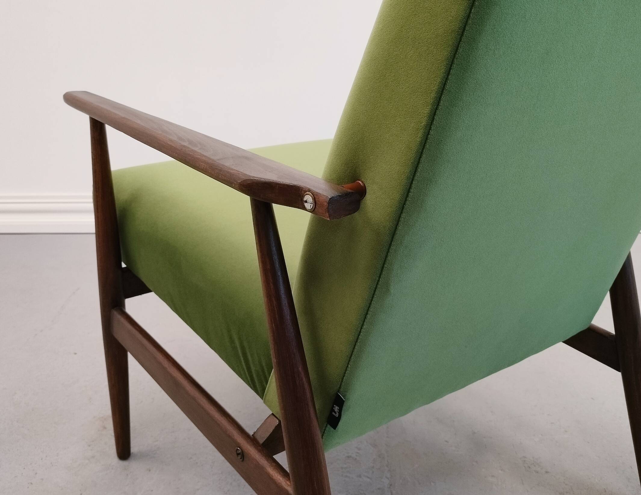 1960 Henryk Lis Mid Century Armchair in Green Velvet