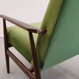 1960 Henryk Lis Mid Century Armchair in Green Velvet