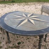 Oval campaign table with stolen solid wood