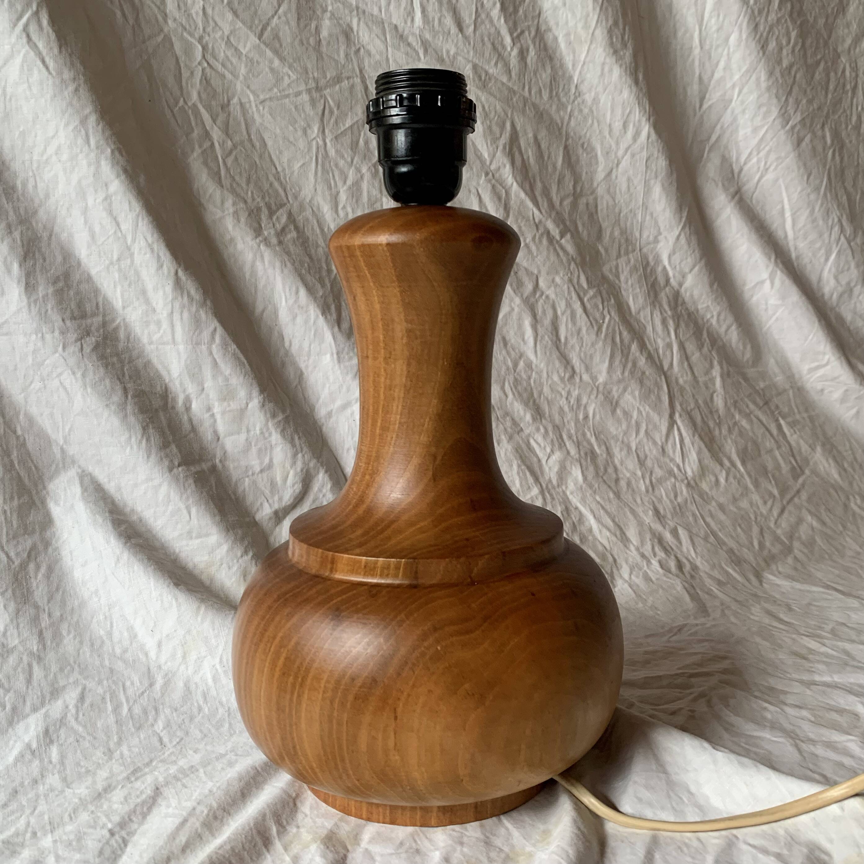 Vintage turned wood lamp base, 1970