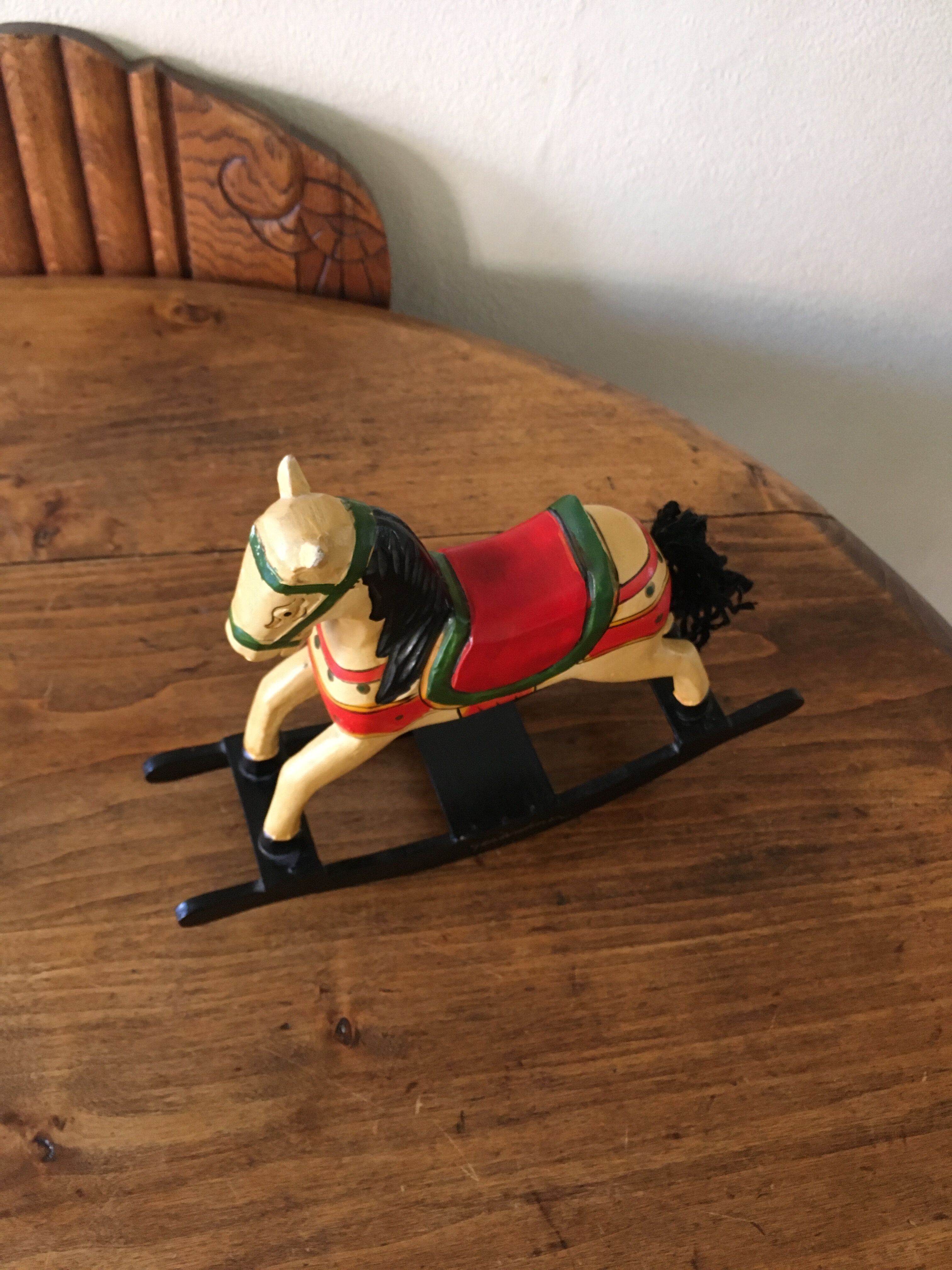 Wooden rocking horse, decorative, artisanal