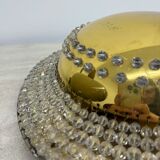 Unique modernist design crystal glass and brass wall light, Austria 1950s