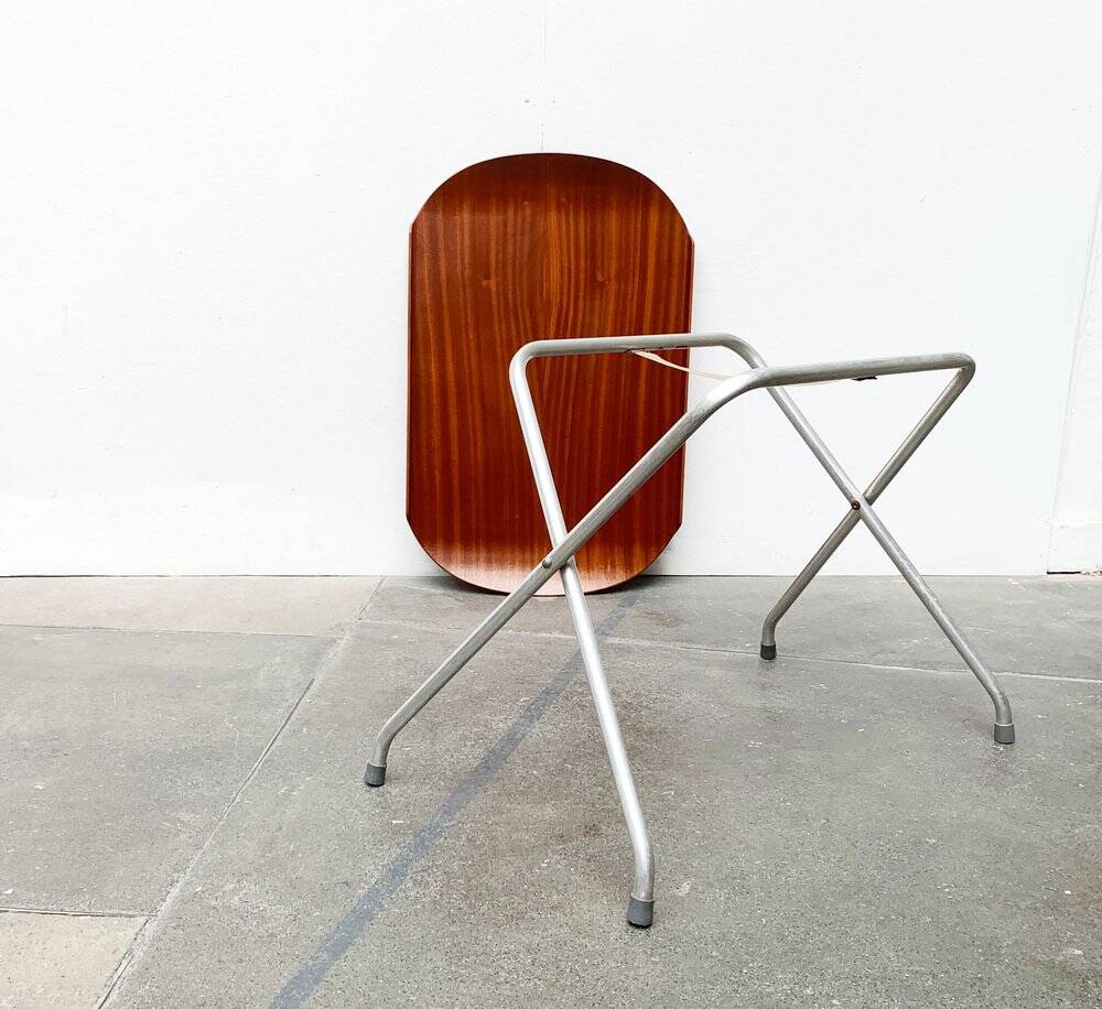 Folding table in teak with Norwegian alminette from the mid-century by F.M. Produkt, Frederiksberg Metalvarefabrik, 1960s.