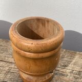Small solid wood pot cache / vintage ethnic vase