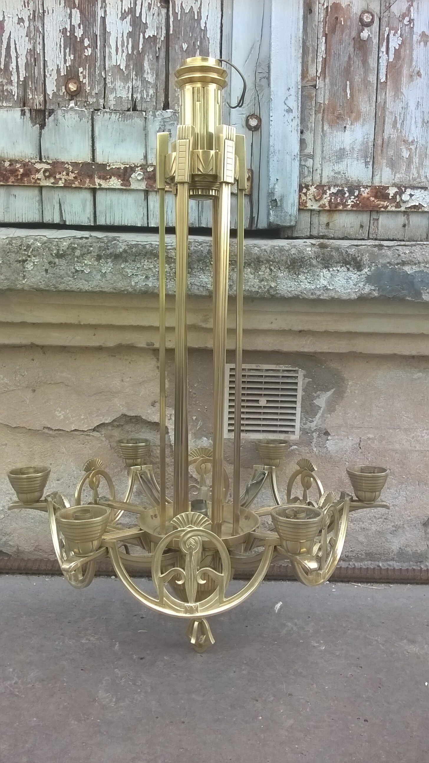 Bronze chandelier and brass art deco period