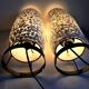Paire de lampes de table- coquilles "argent" / blanc perle
