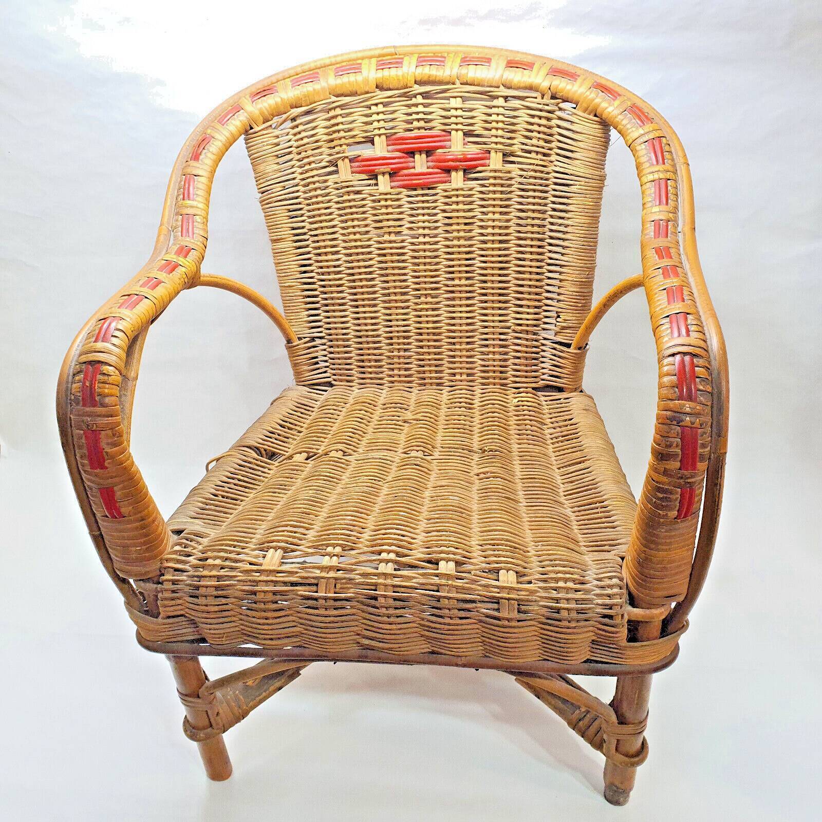 Old armchair child osier rattan 60s vintage decoration collection