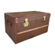 Malle de voyage rectangle debut XXe bois gaine de cuir marron