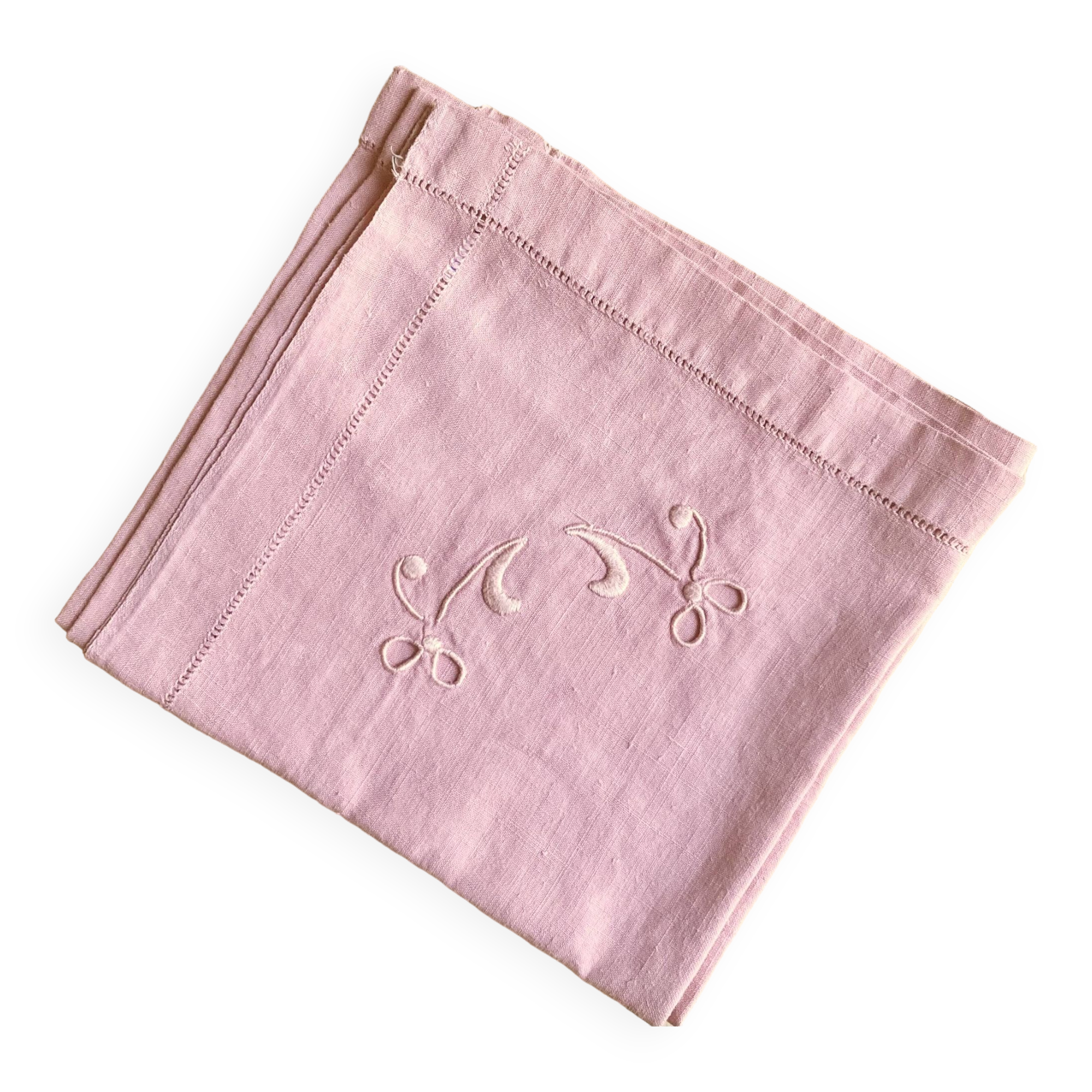 Old tea tablecloth, embroidered linen