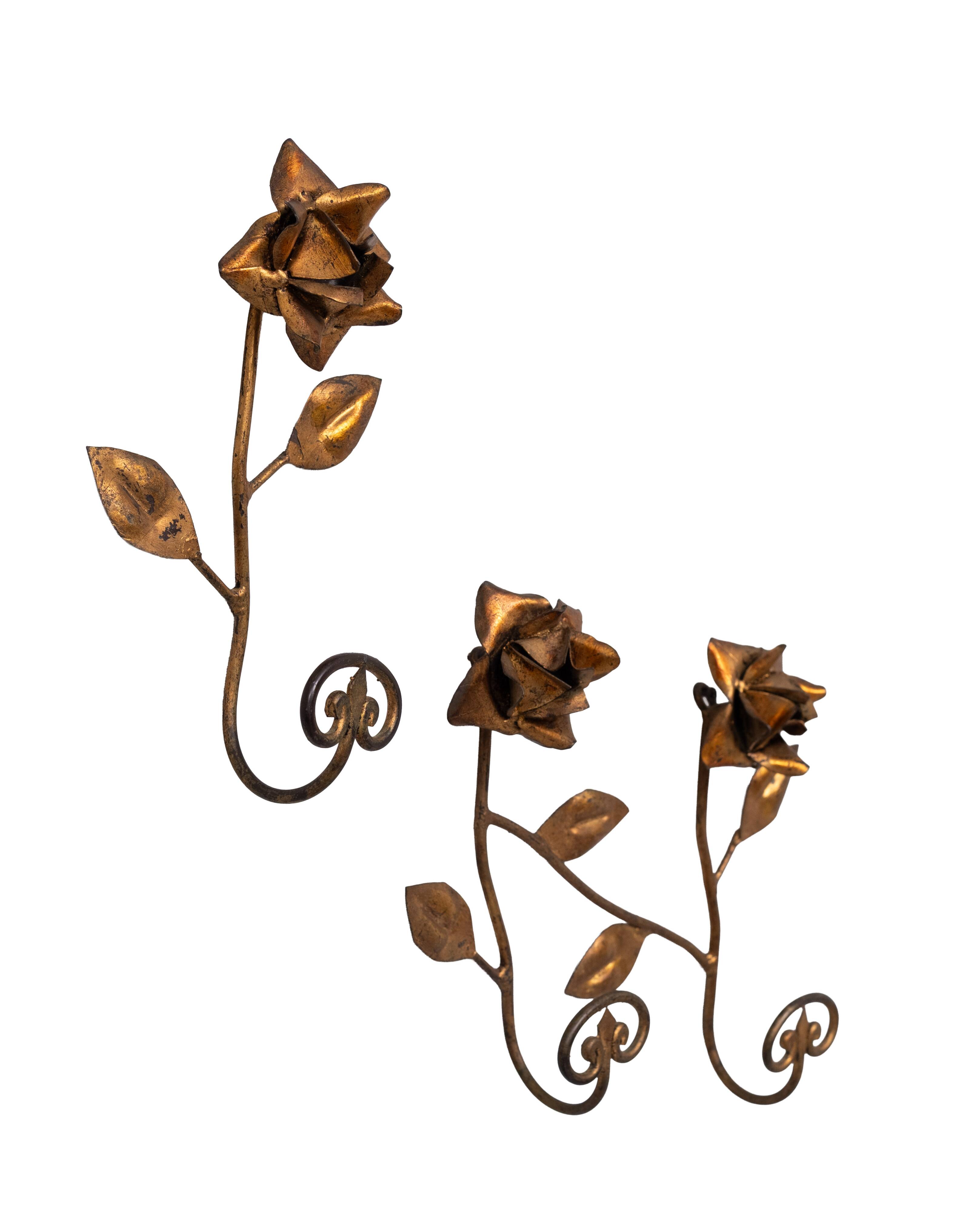 set Gilded Metal wall coat racks 1950s France