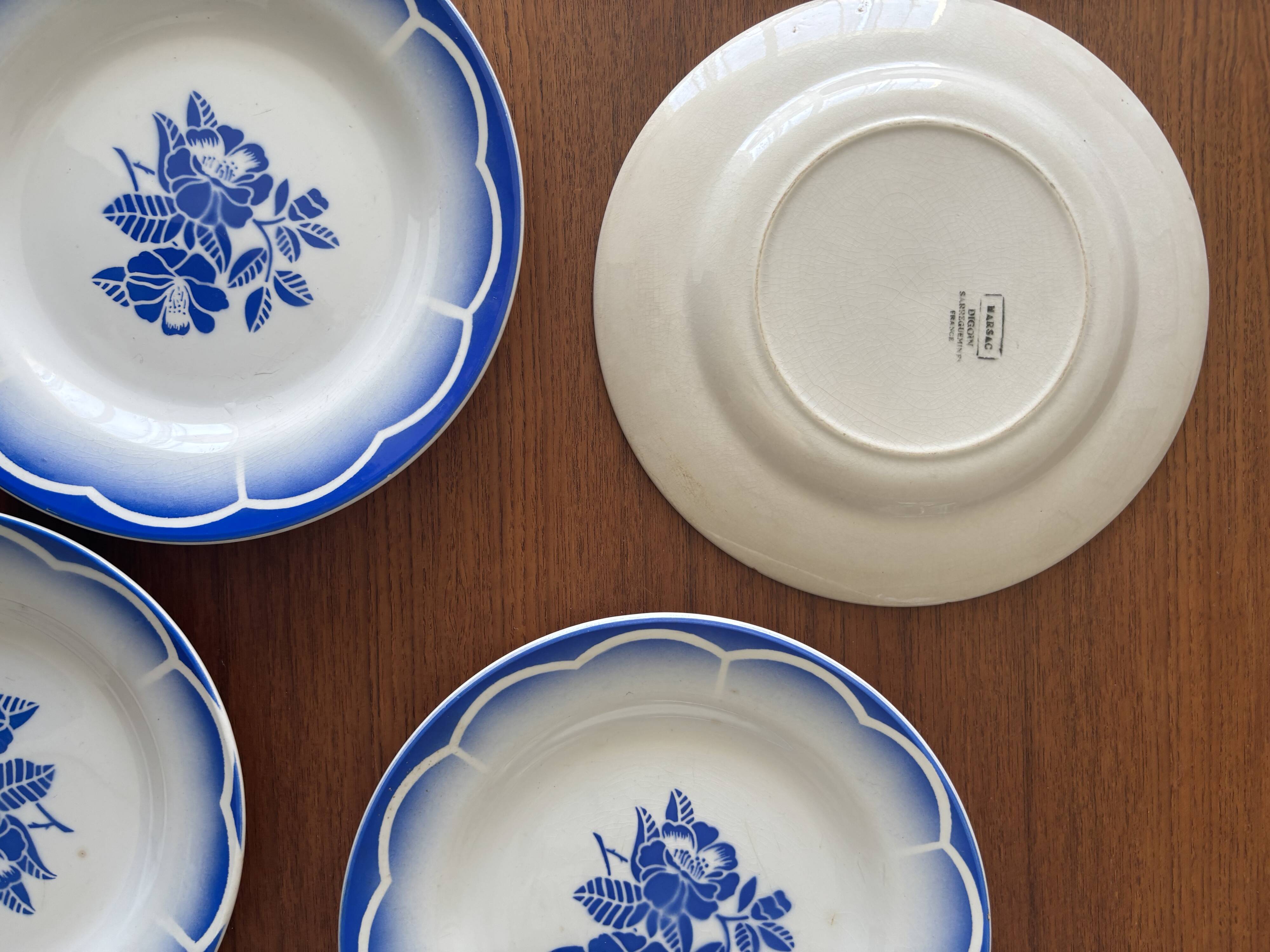 Set of 6 flat plates Digoin Sarreguemines Marsac • Vintage tableware