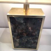 Lamp in gilded metal and stylized glass. In the style of Aldo Tura