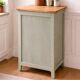 Vintage Parisian cupboard with 1 door, 1 drawer, reimagined in grey-green.