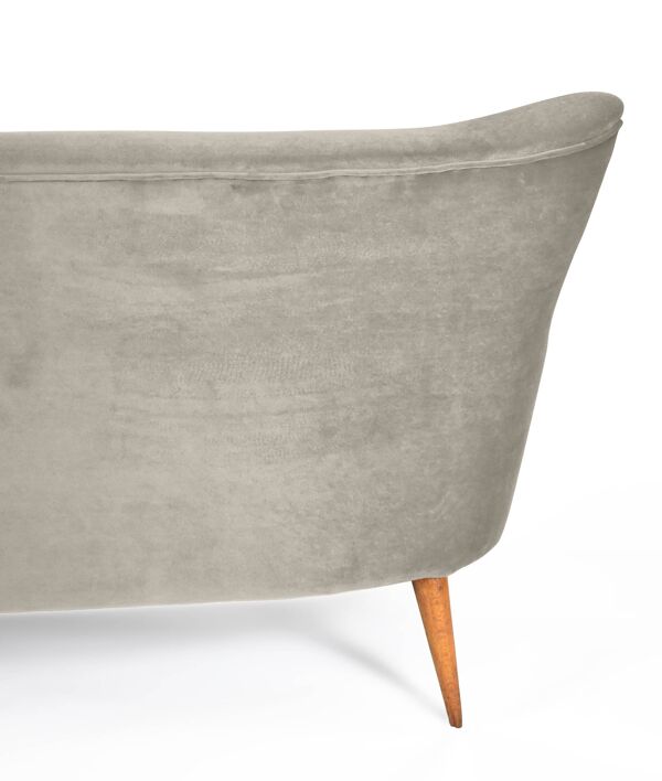 Canapé 3 places en velours d'origine, vieux de plusieurs années 60, gris