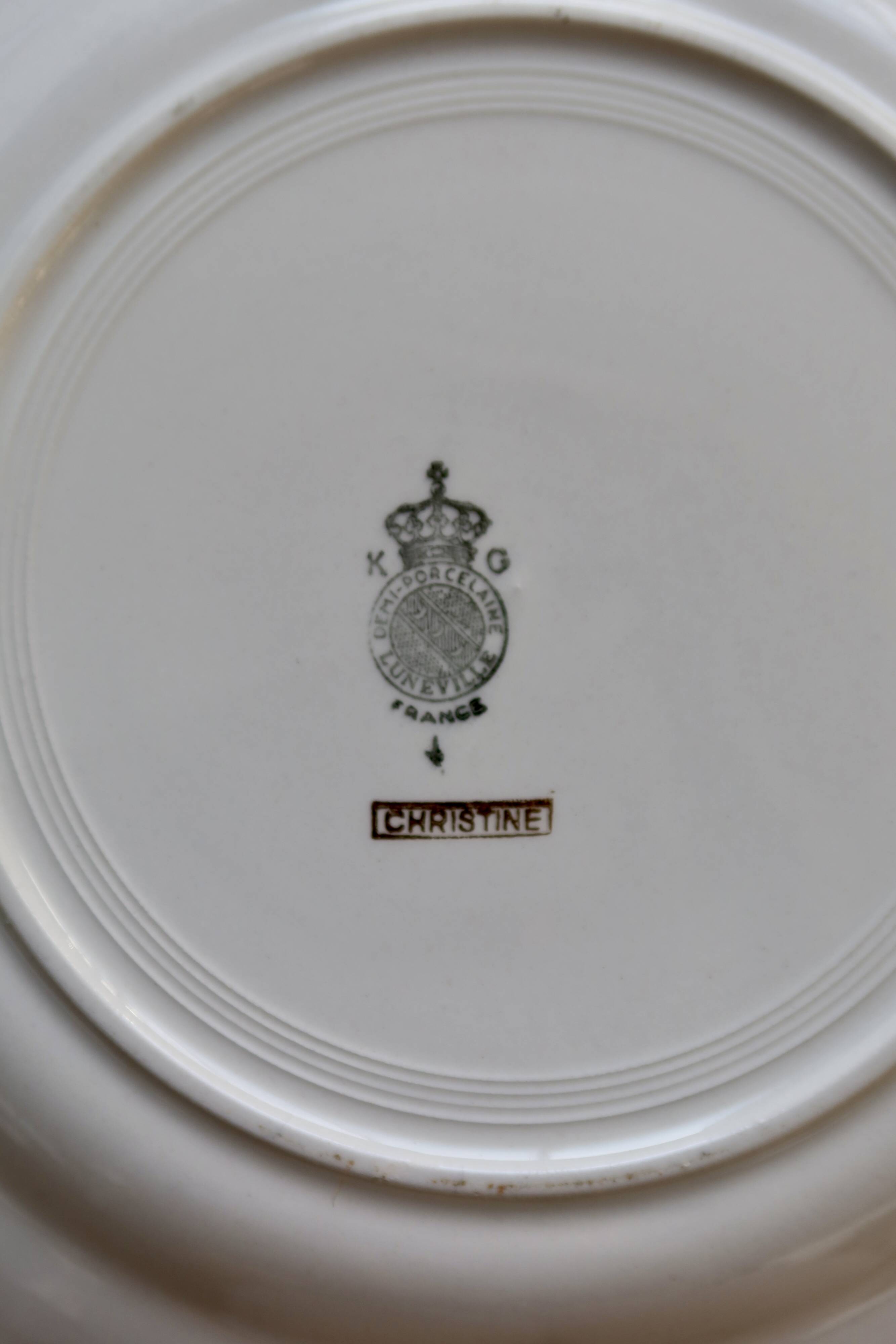 6 vintage flat plates in Lunéville earthenware – Christine model