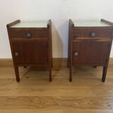 Pair of solid oak bedside tables from the 1950s.