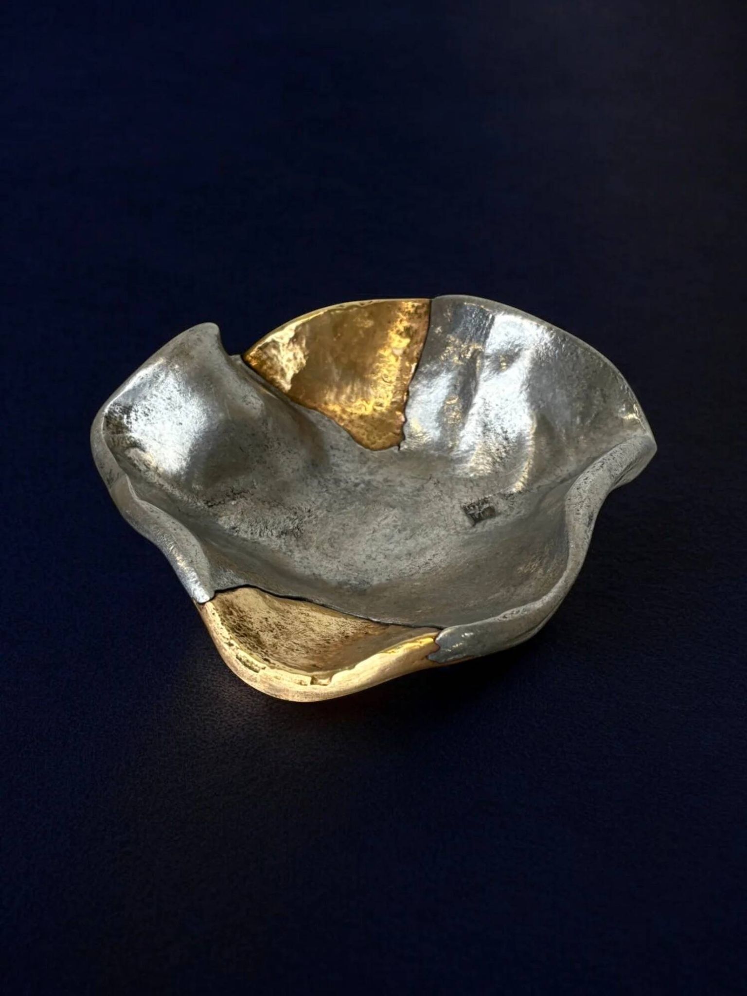 Brutalist tray by Art3, in brass, Spain 1980s