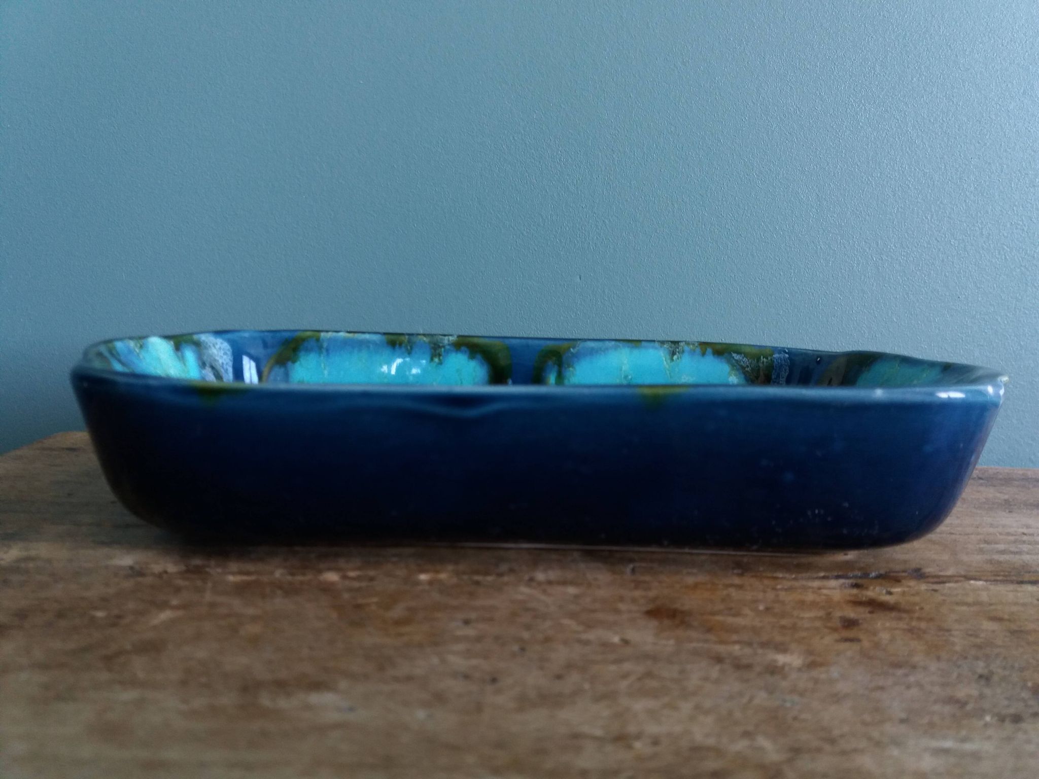 Vallauris stamped pocket emptier in flamed stoneware