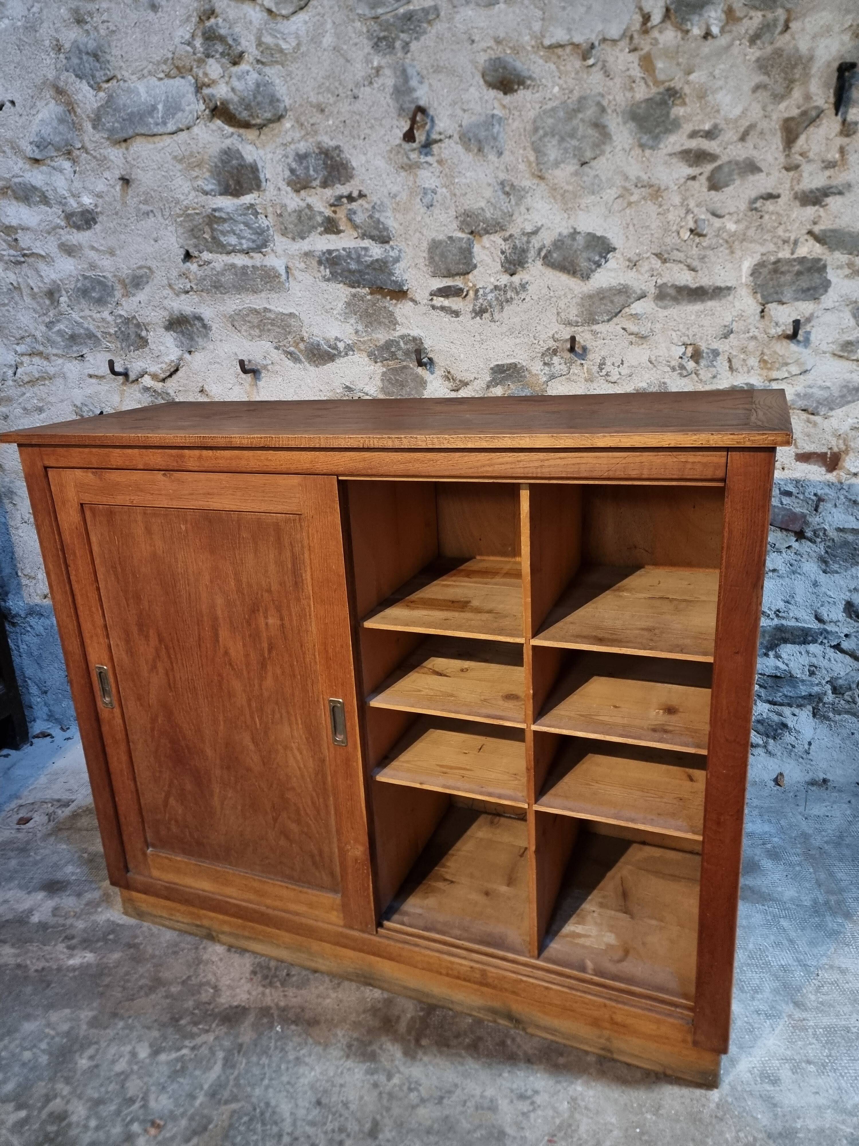 Oak sliding door wardrobe, 1920s