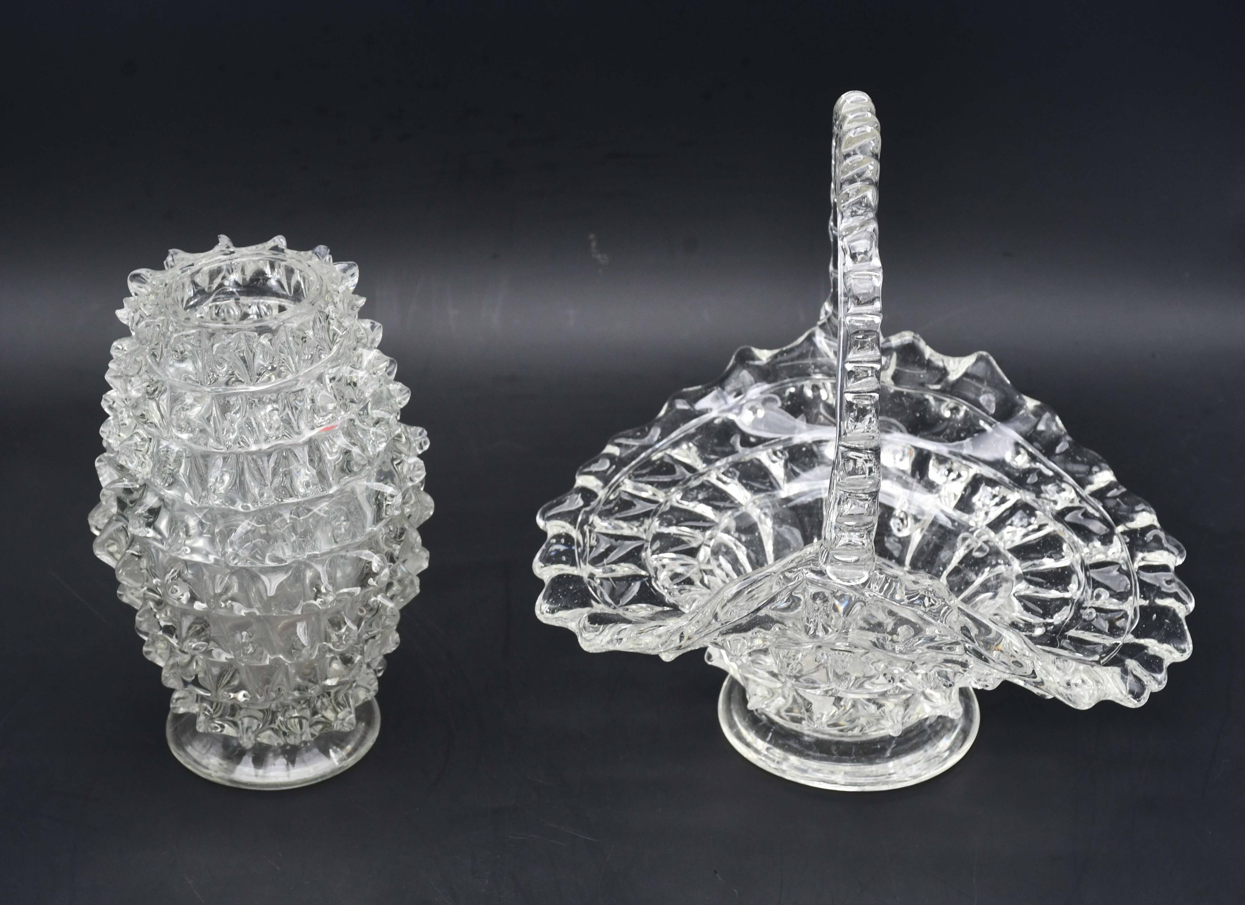 Set of 2 Ercole Barovier Rostrato Murano Italian Glass Vase for Barovier & Toso