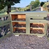 buffet bois massif, pieds compas
