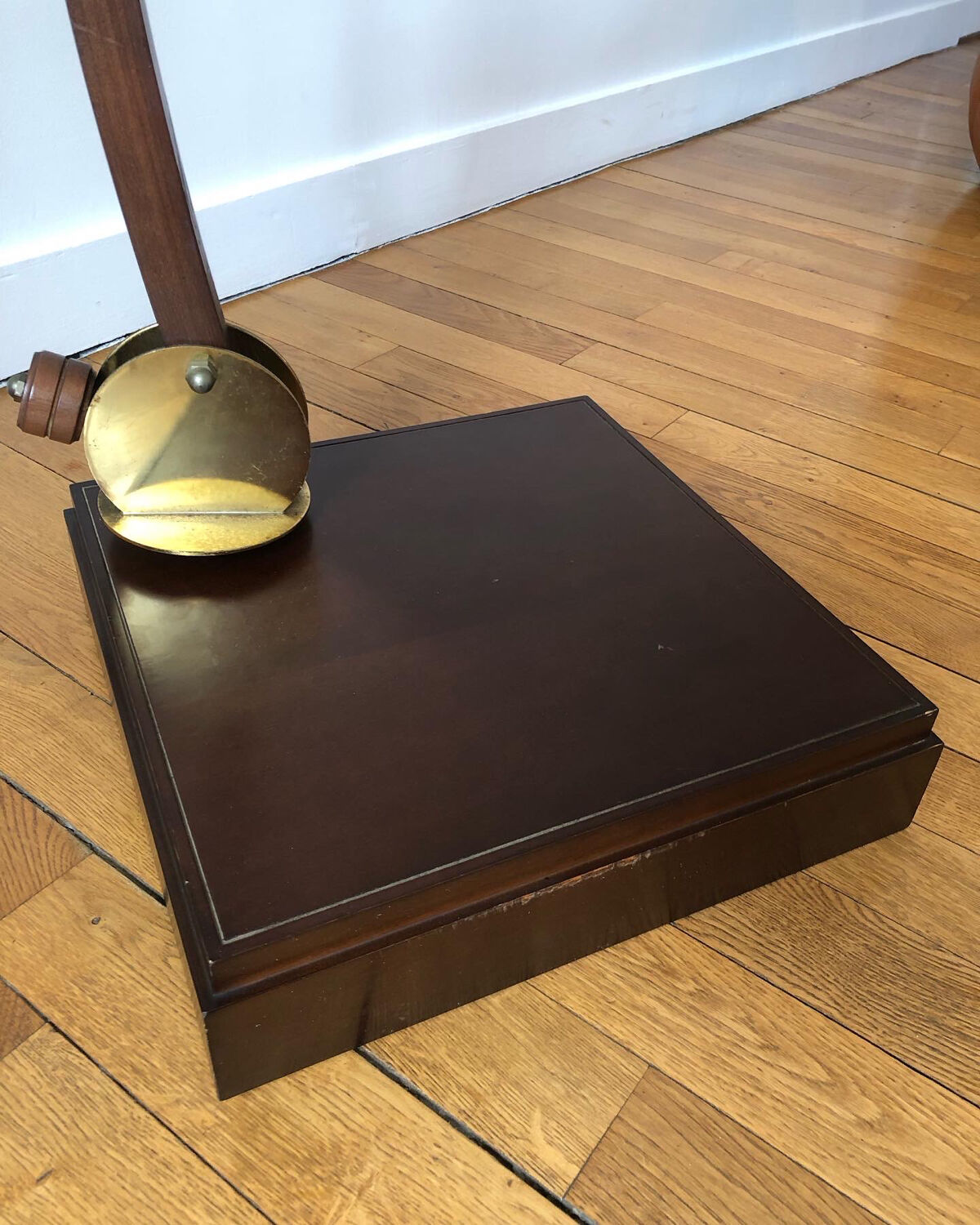 Wooden arc floor lamp circa 1970