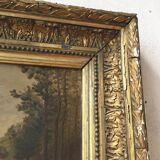Old 19th century waterfall canvas